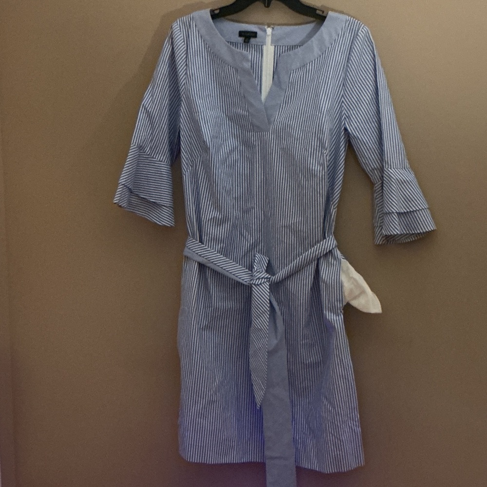 NWT Talbots Blue and White Striped Long Sleeve Dress